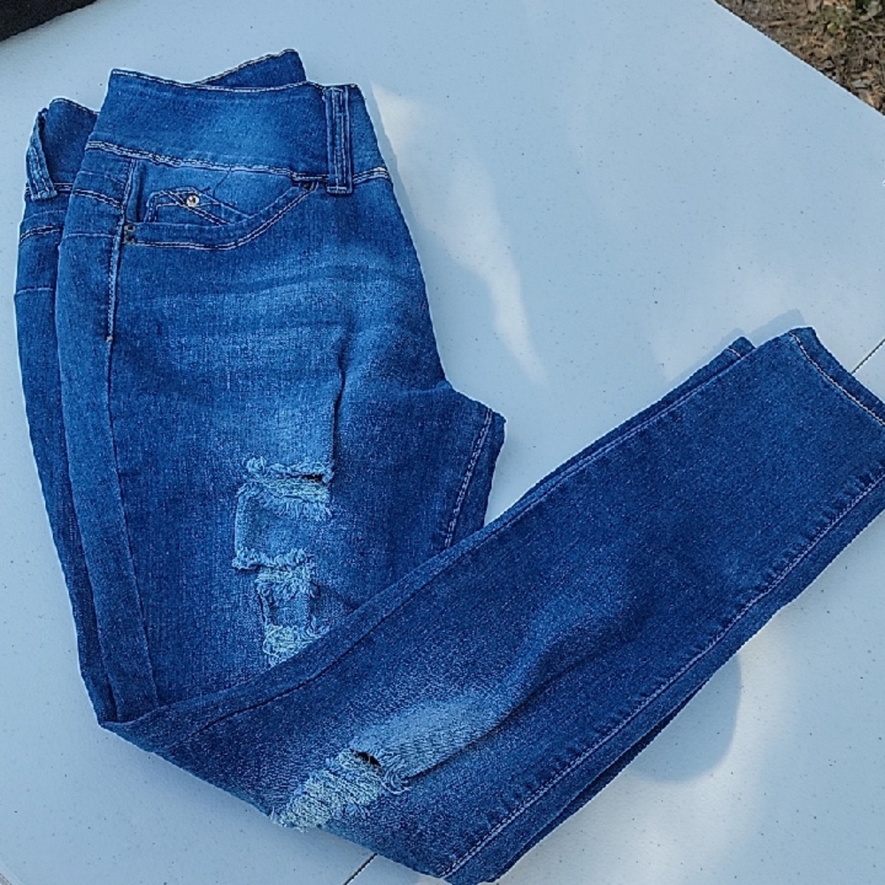 Classic Blue Distressed Skinny Jeans